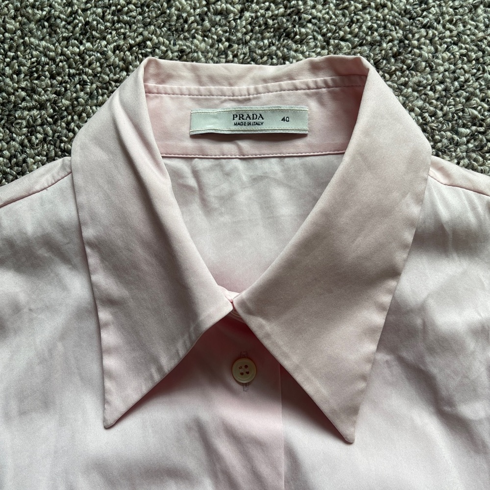 Prada Made in Italy Pink Crisp Poplin Cotton Sleeveless Top Shirt 40 - Picture 3 of 4